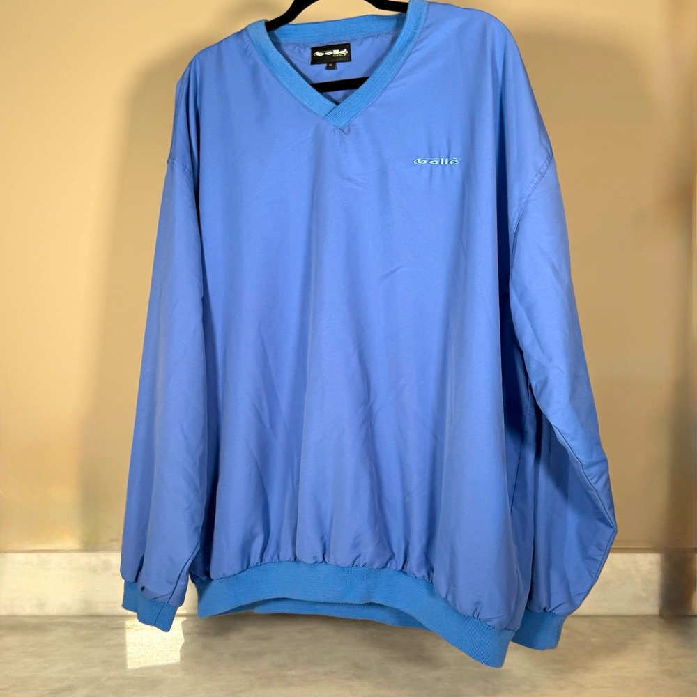 Bollé Golf Men's XL Blue V-Neck Pullover Windbreaker Jacket Lightweight Poly